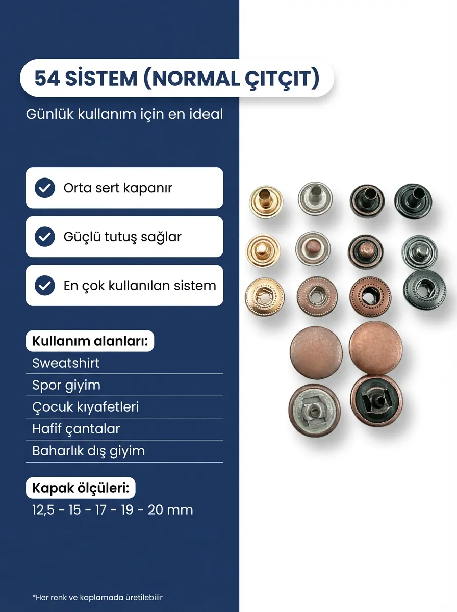 54 sistem normal çıtçıt: günlük kullanım için ideal